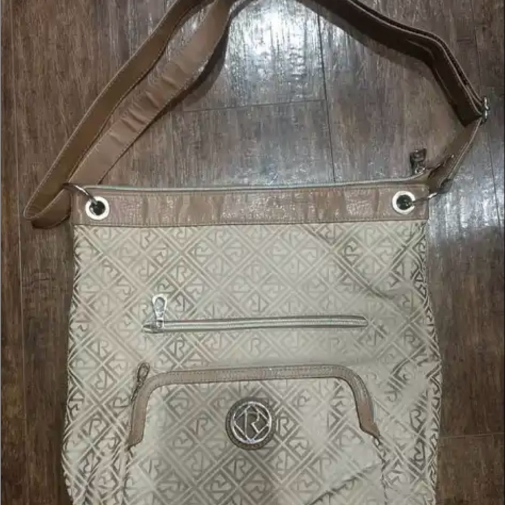 Cream Textured Shoulder Bag with Adjustable Strap